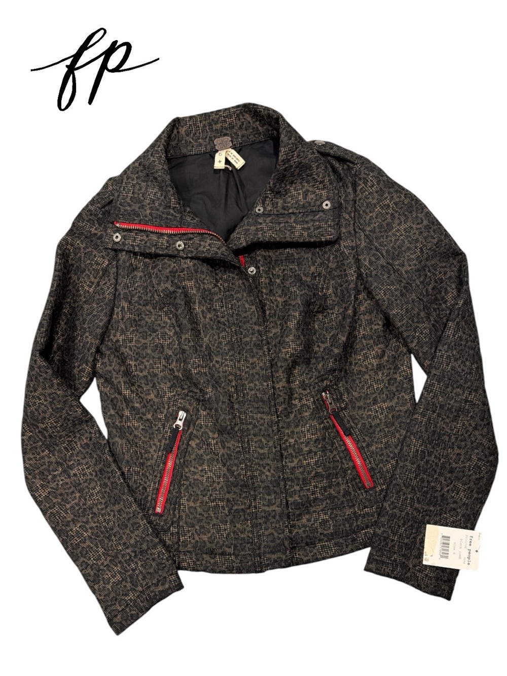 Free People Leopard Moto Jacket - Size‎ 6